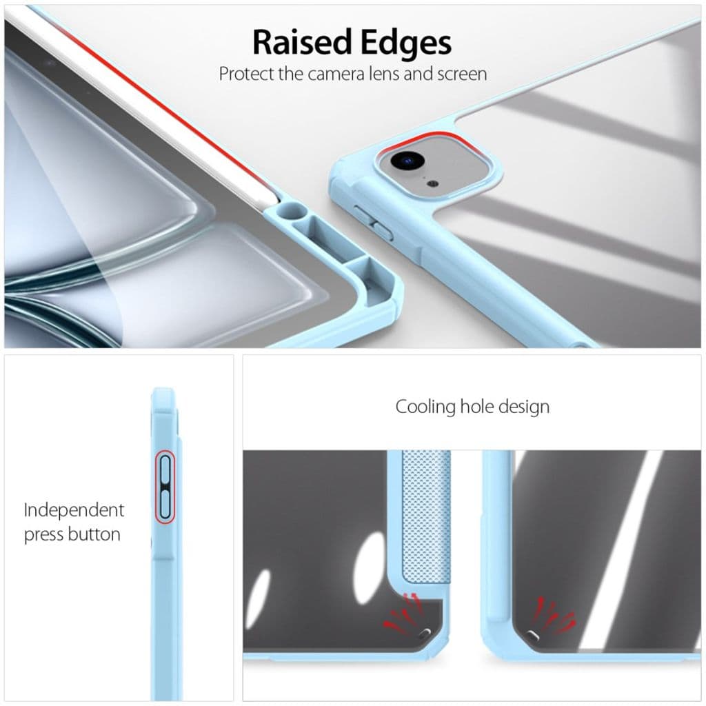DUX DUCIS iPad Air 13" & Pro 12.9" Tri-fold fodral med pennfack - Ljusblå