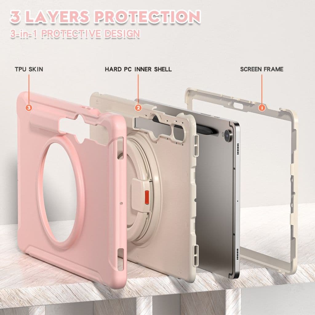 Samsung Galaxy Tab S9 FE / S10 FE etc. Skal med pennfack - Cherry Blossoms Pink