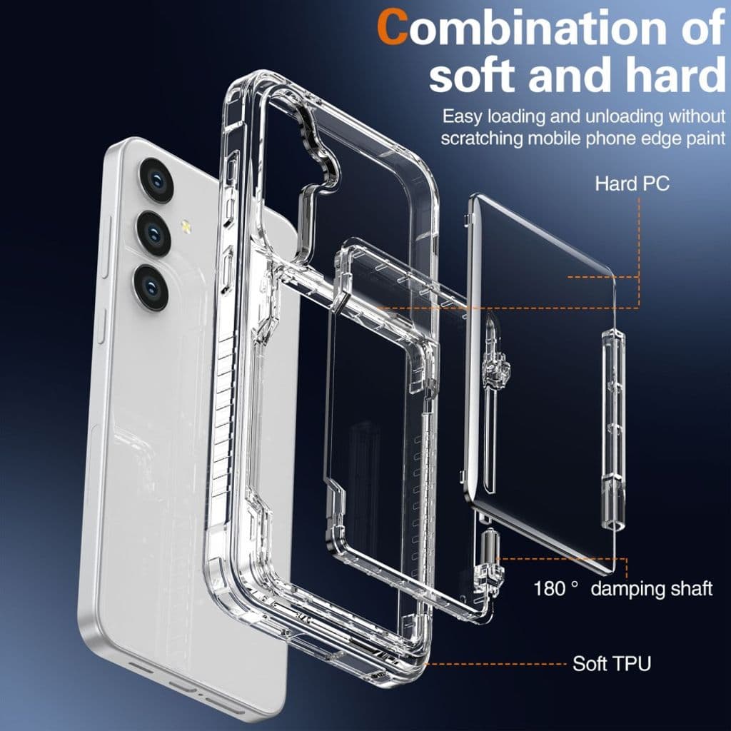Samsung Galaxy S25 Skal med kortfack och stativ - Transparent