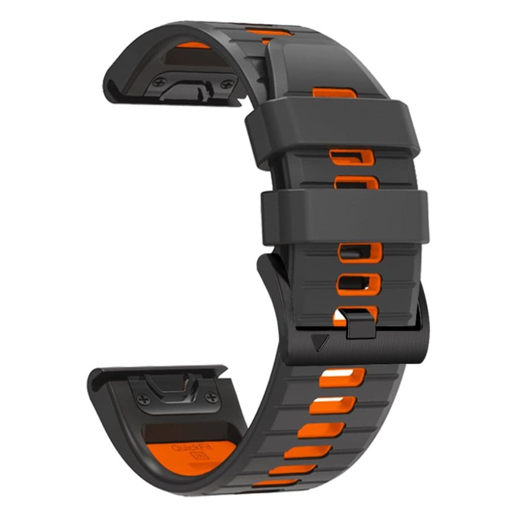 Garmin Fenix 7X/6X/6X Pro etc. Tvåfärgat klockarmband i silikon - Grå/Orange