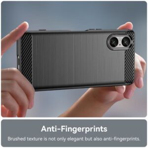 Sony Xperia 5 V Skal med borstad fiber textur - Svart