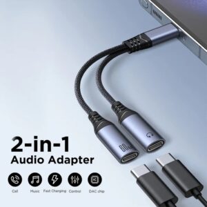NEXTBATT 2-i-1 ljudadapter USB-C till Dual USB-C-kabel - Svart