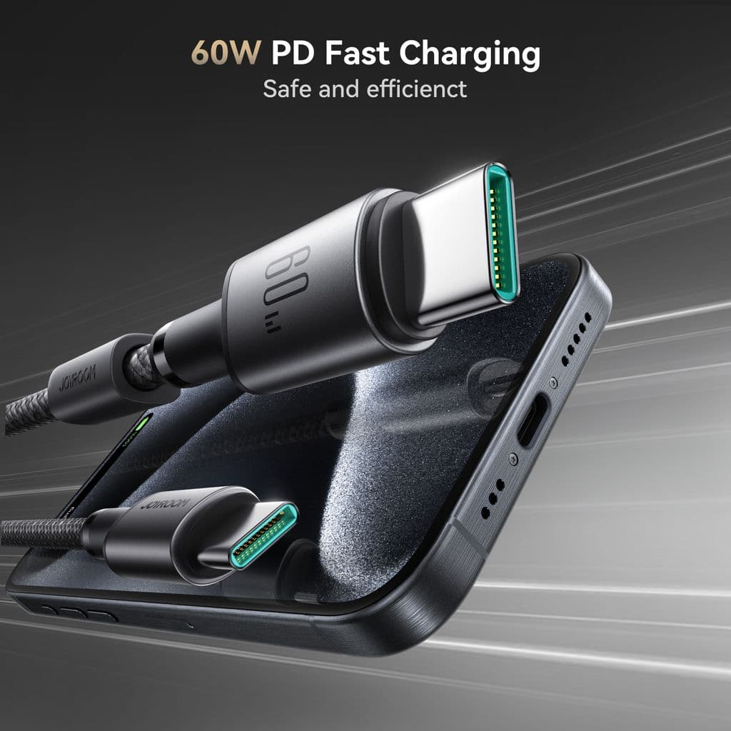 Joyroom USB-C till USB-C 480Mbps Kabel med magnetisk hållare 60W, 1.2m - Grå