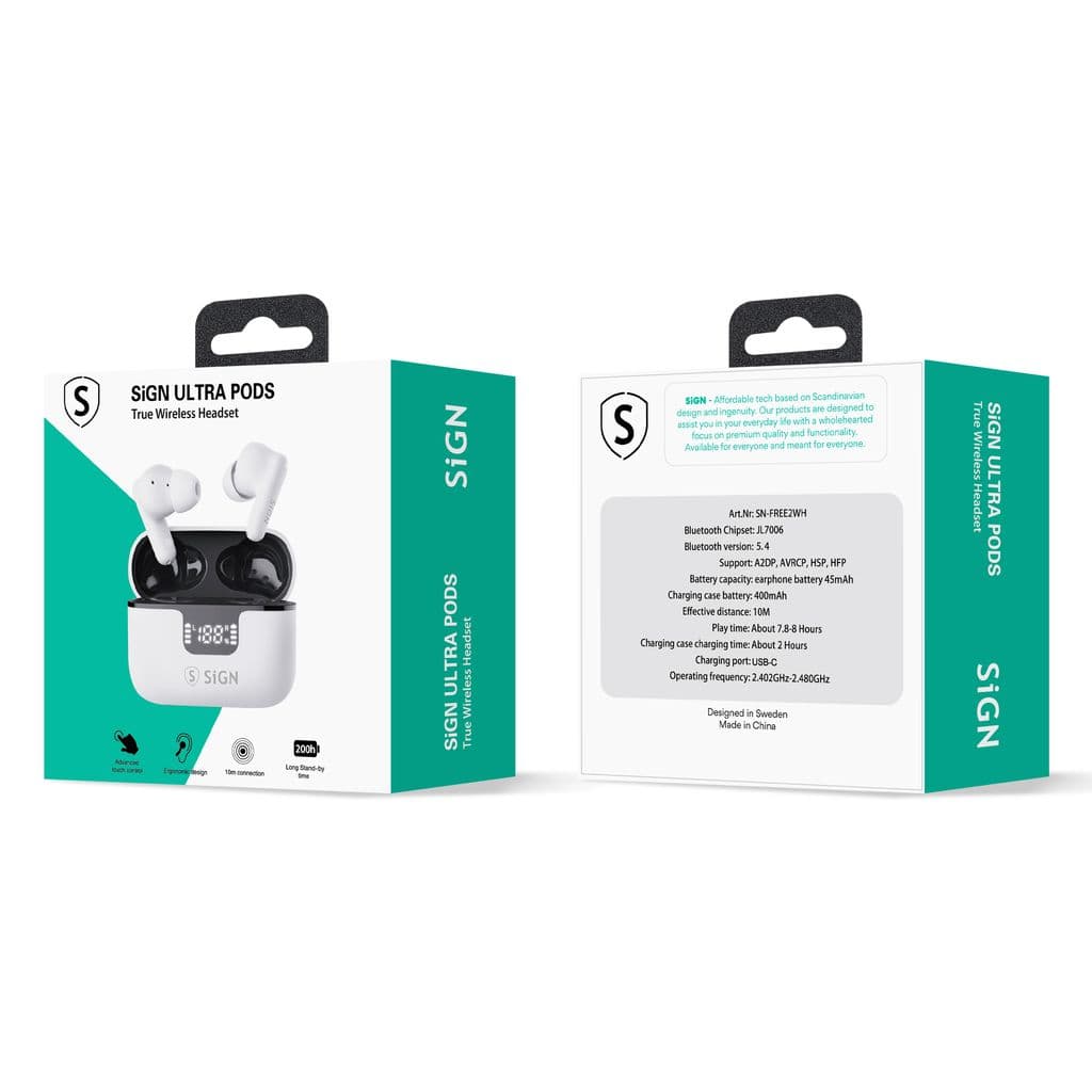 SiGN Freedom Pro Trådlösa Hörlurar - Vit