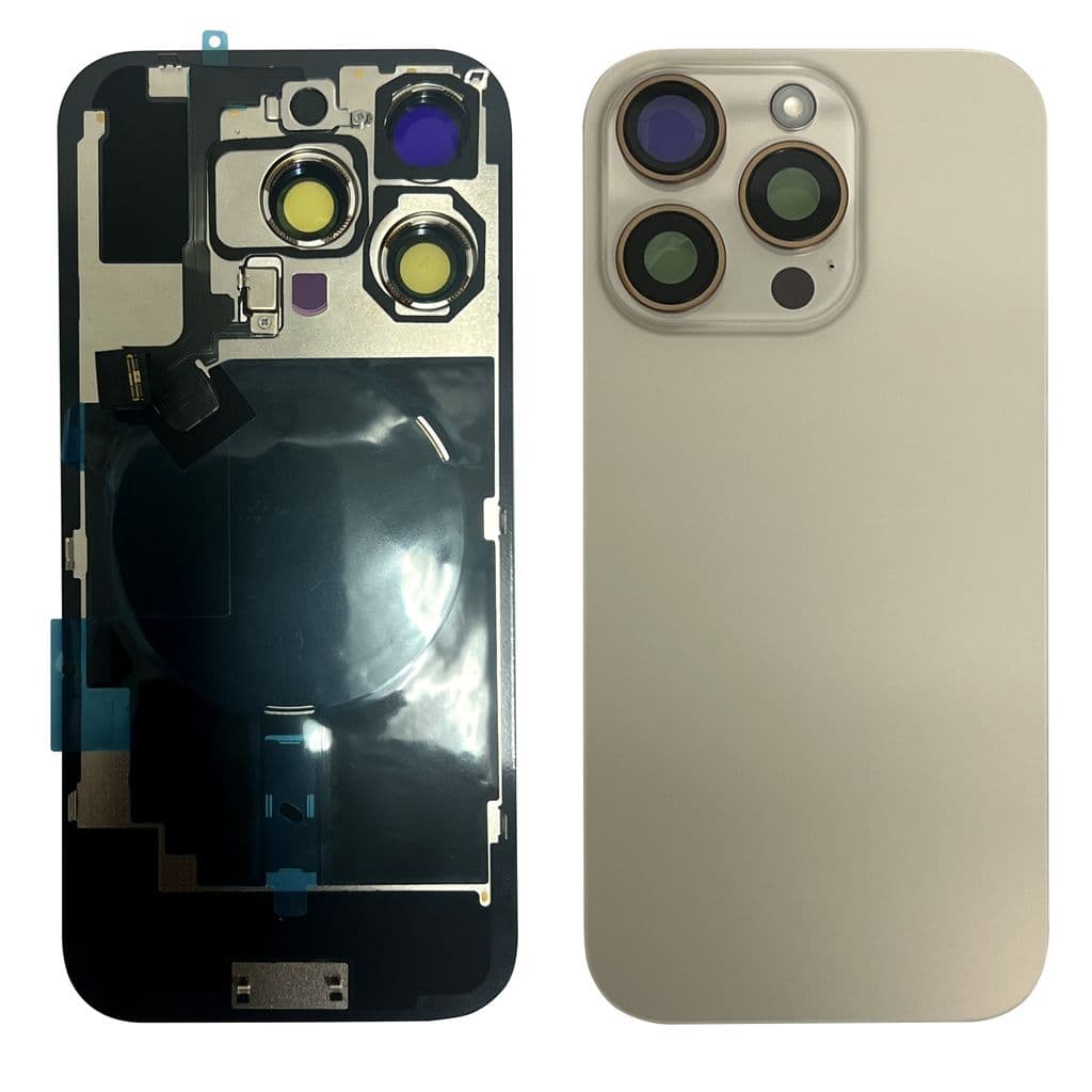 iPhone 16 Pro Baksida med smådelar - Öken Titan