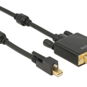 Delock Mini DisplayPort med skruv till DVI hane kabel 4K, aktiv, 1m - Svart