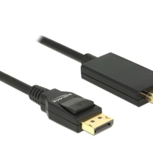 Delock DisplayPort till höghastighets-HDMI-kabel, passiv, 4K @ 30Hz, 2m - svart