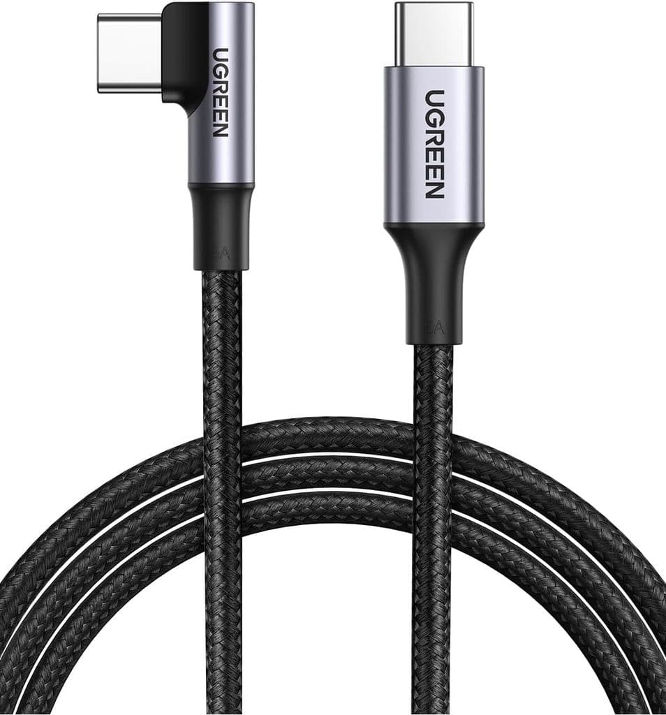 UGREEN USB-C till USB-C vinklad snabbladdningskabel 100W PD, 2m - Svart