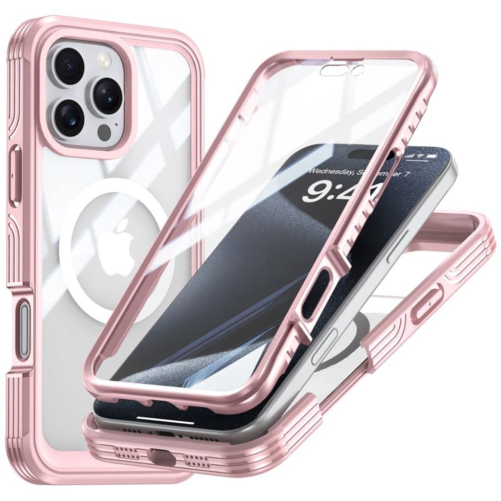 iPhone 16 Pro Max Skal med Skärmskydd - Rosa