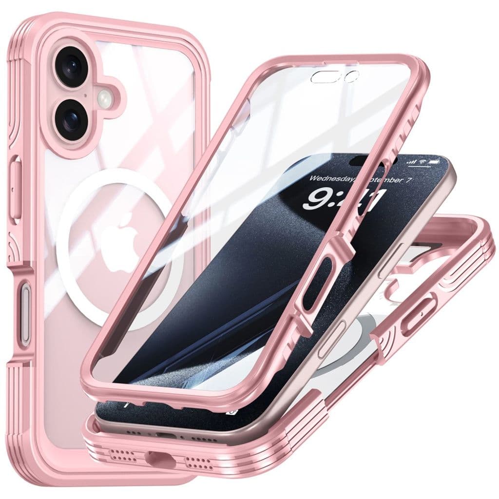iPhone 16 Plus Skal med Skärmskydd - Rosa