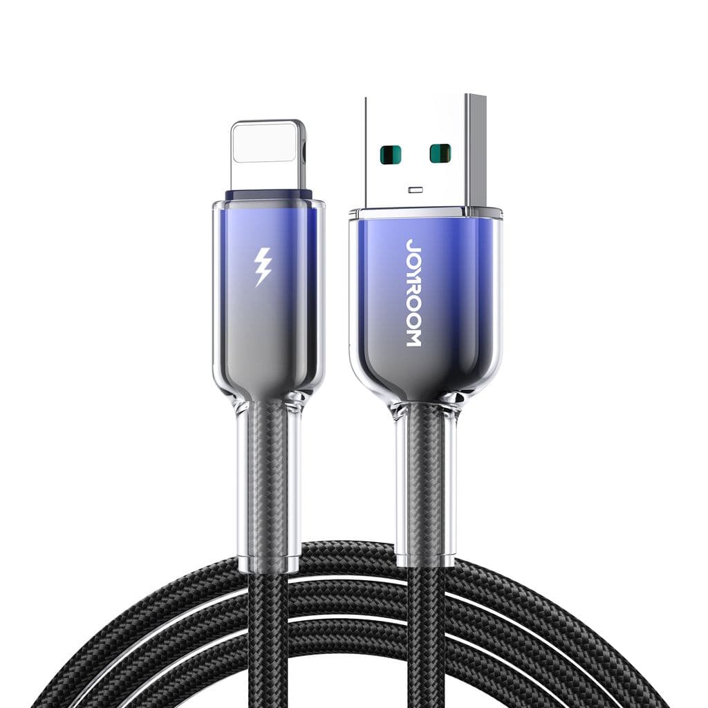 Joyroom USB-A till Lightning-kabel snabbladdning 3A, 1,2 m - svart/lila