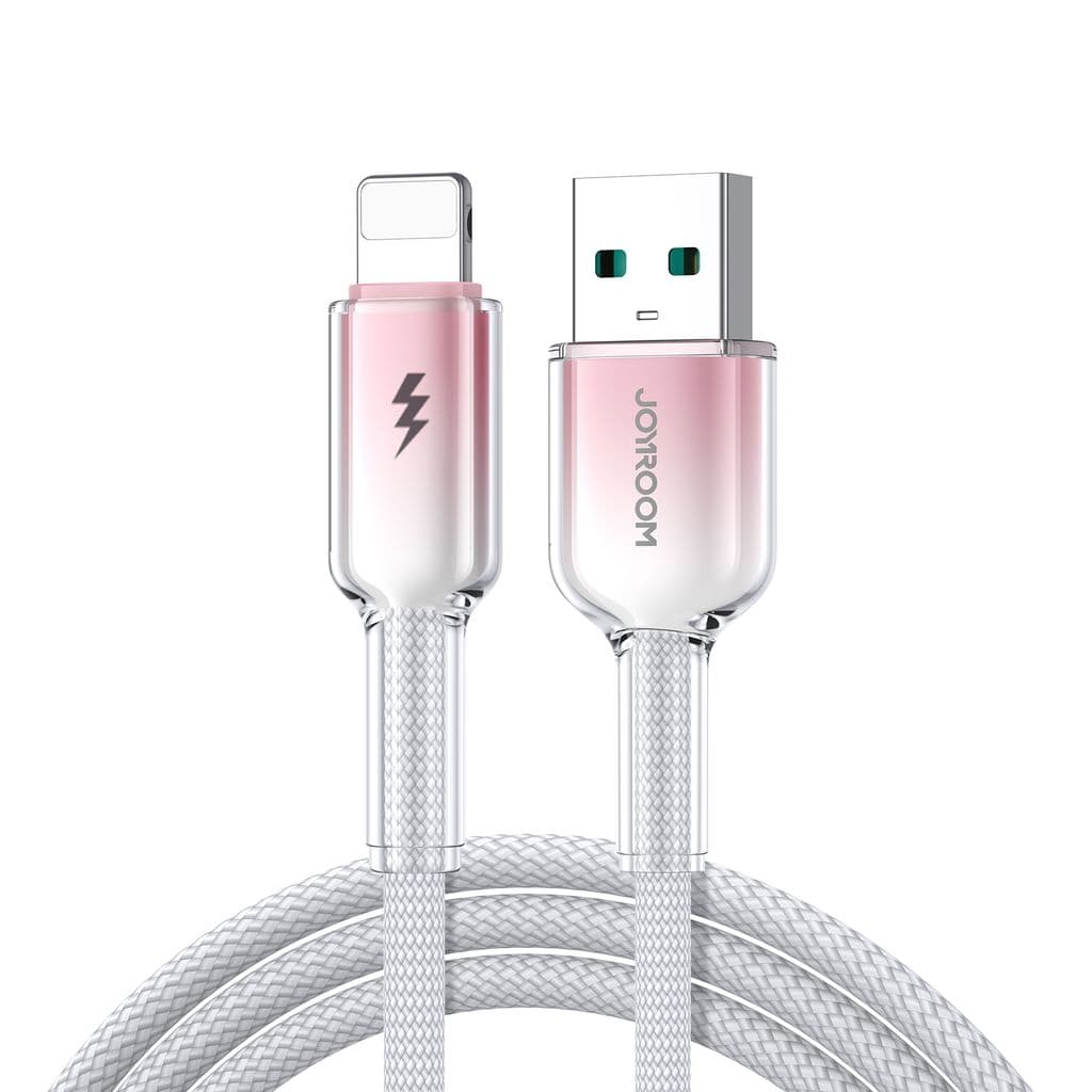 Joyroom USB-A till Lightning-kabel Snabbladdning 3A, 1,2m - Vit/Rosa
