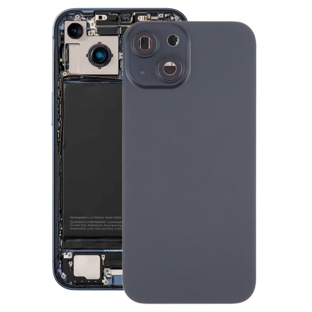 iPhone 15 Plus Baksida med smådelar - Svart
