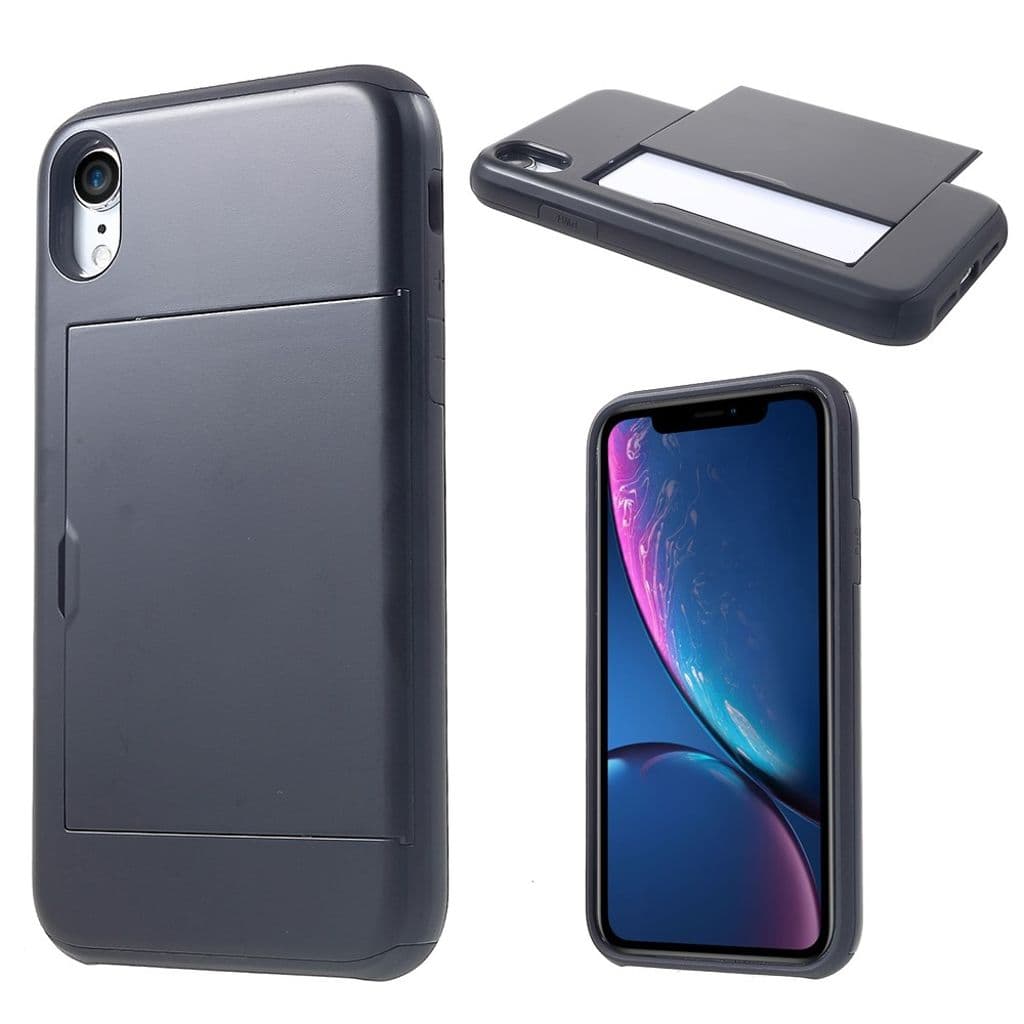 IPhone XR skal med en korthållare - Svart