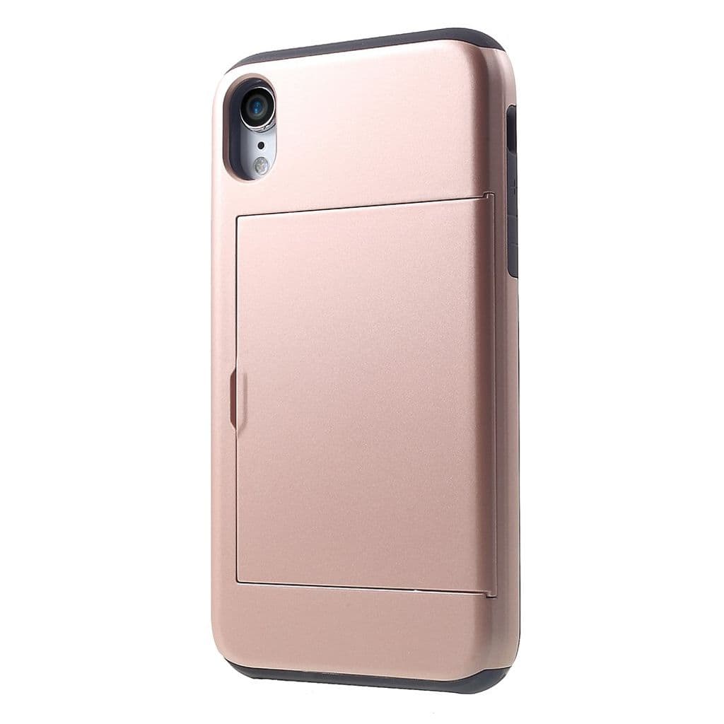 IPhone XR skal med en korthållare - Roséguld