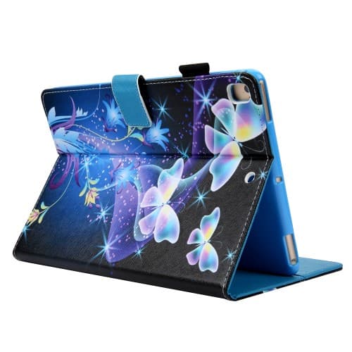 iPad 9.7" 5/6, iPad Air/Air 2 Plånboksfodral med tryck - Fjäril/Blå