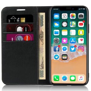 Plånboksfodral i Äkta Läder för iPhone 11 & XR - Svart
