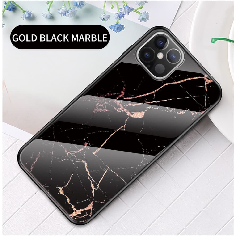 Marmorskal för iPhone 12 Pro Max - Svart/Guld