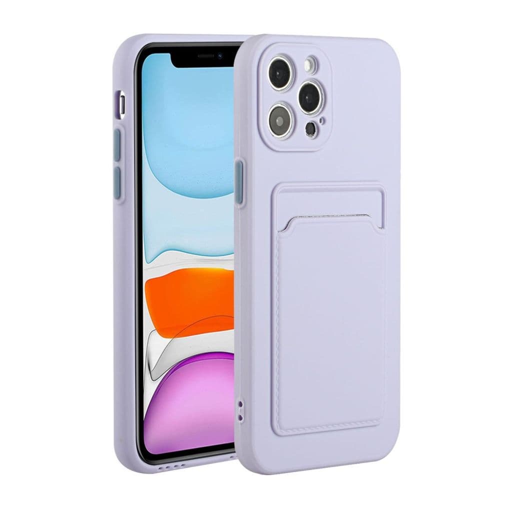 IPhone 12 Pro Max skal med en korthållare - Ljuslila