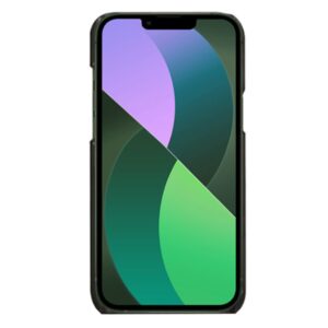 iPhone 14 PU Leather Coated Hard PC Skal - Svart