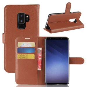 Litchi Läderfodral till Samsung Galaxy S9 Plus - Brun