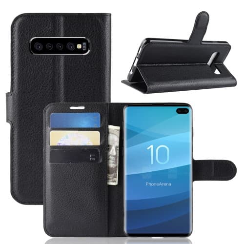 Litchi Skin Plånboksfodral till Samsung Galaxy S10 Plus - Svart