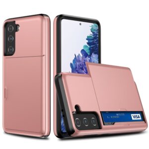 Skal med Korthållare för Samsung Galaxy S21 Plus - Roséguld