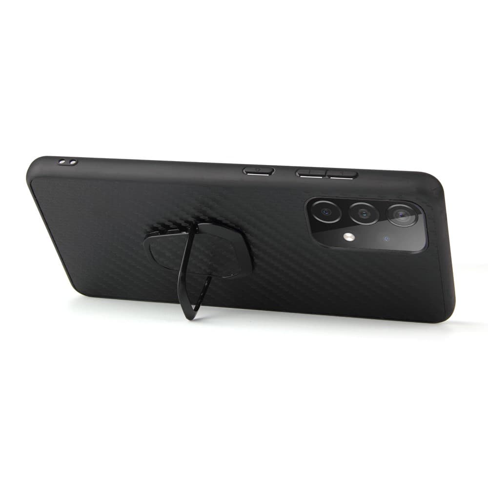 Kickstand Skal med Ringhållare för Galaxy A52 4G/5G & A52s 5G - Carbon Texture