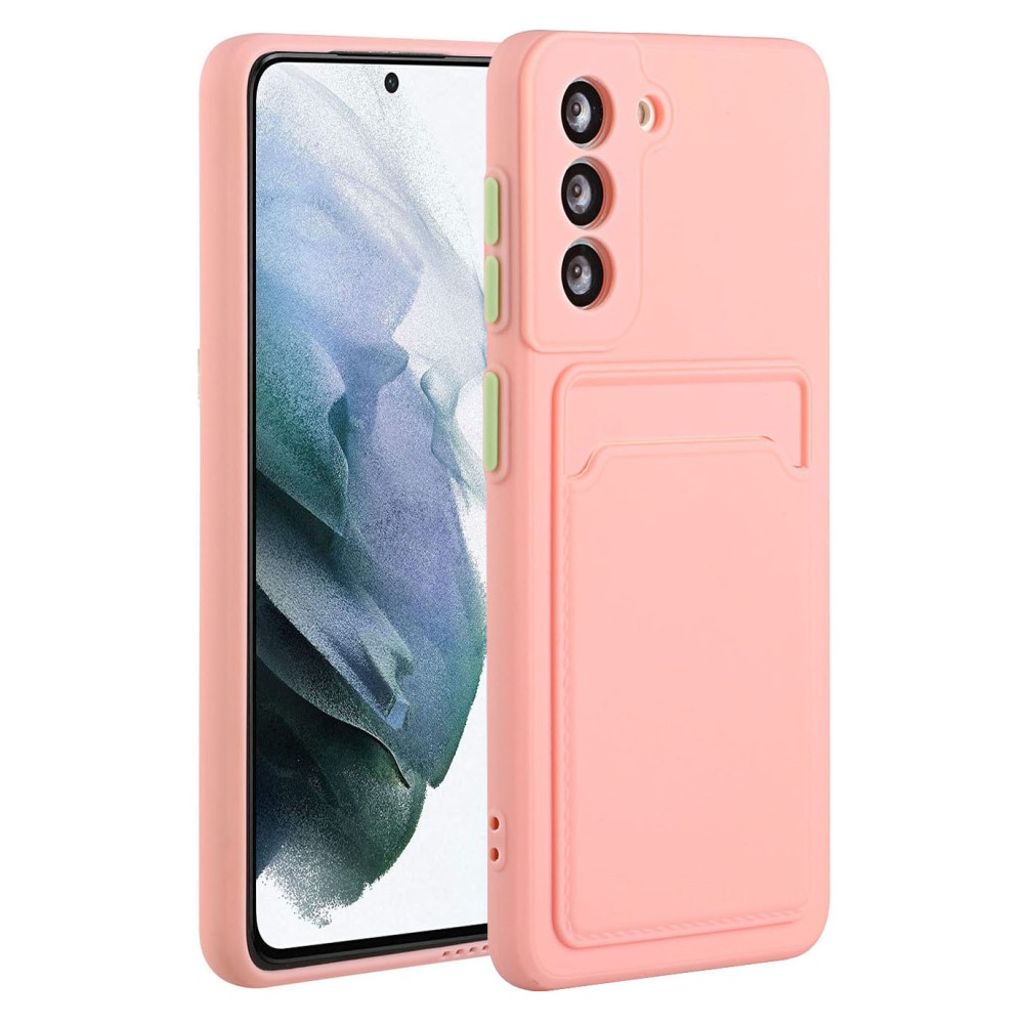 Samsung Galaxy S21 FE TPU-skal med en korthållare - Rosa