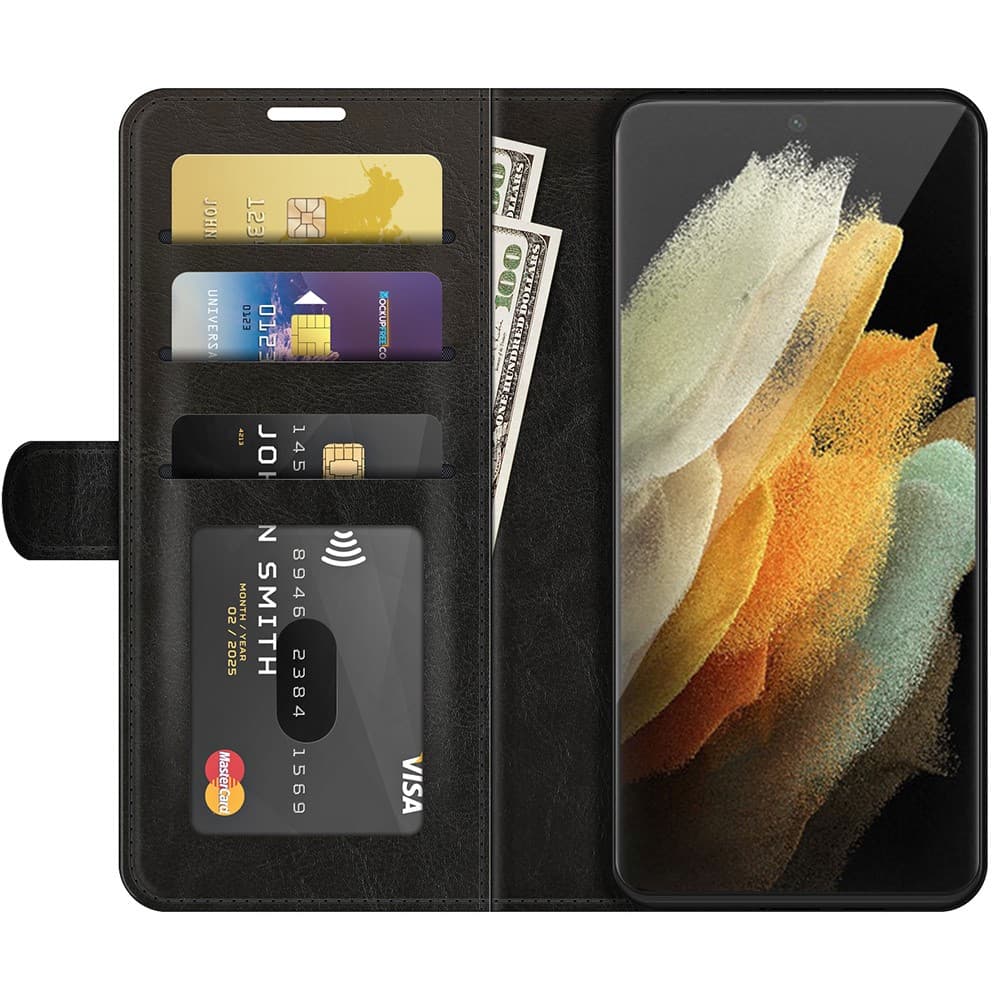 Samsung Galaxy S22 Ultra 5G premium plånboksfodral - Svart