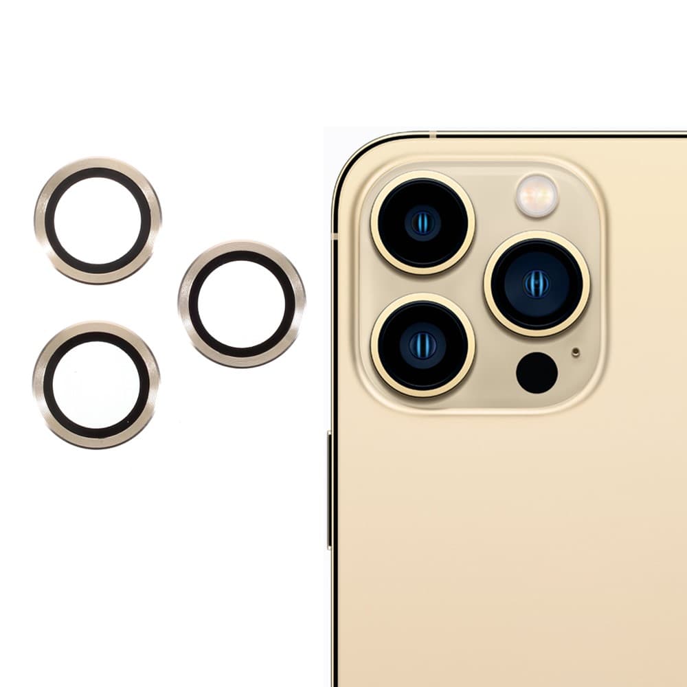 RURIHAI iPhone 13 Pro Max, 13 Pro linsskydd - Guldfärgat