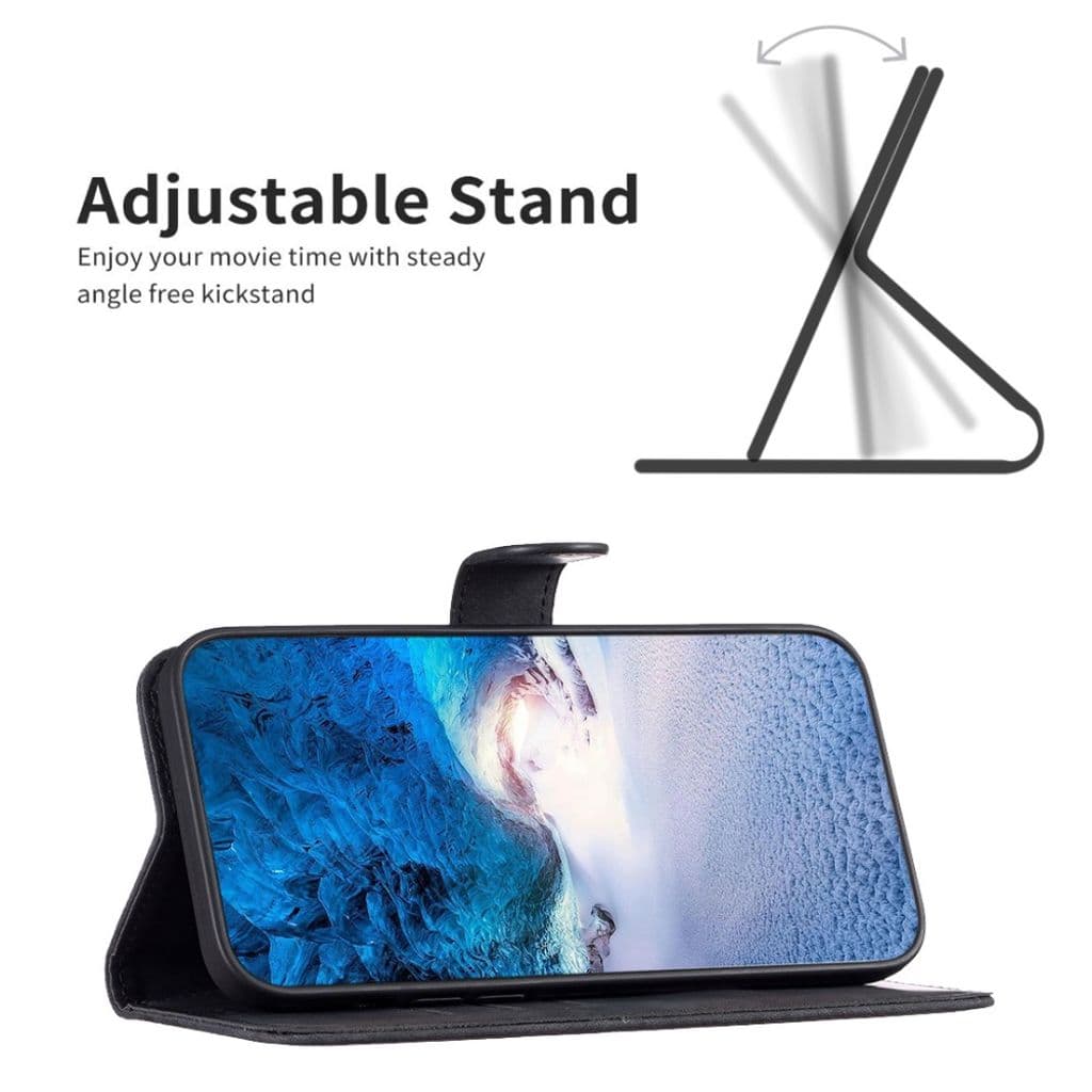 Samsung Galaxy A55 5G Läderfodral – Imprinted Grid Repsäkert Skal – Svart