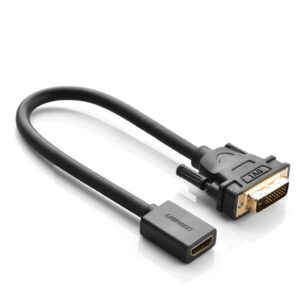 Ugreen DVI (hane) till HDMI (hona) adapterkabel, 0,15 m - svart