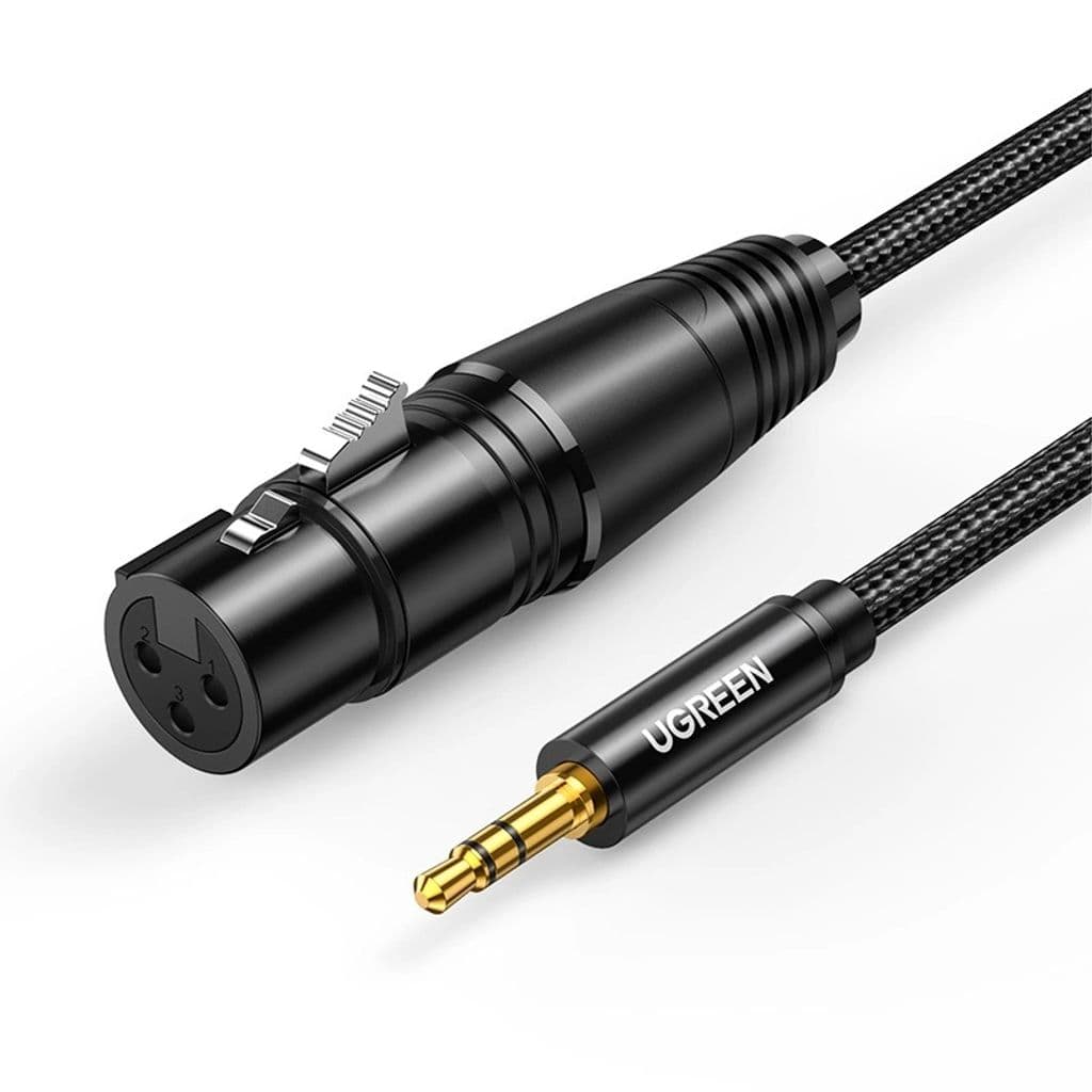 Ugreen 3,5 mm minijack (hane) till XLR (hona) ljudkabel, 1 m - svart