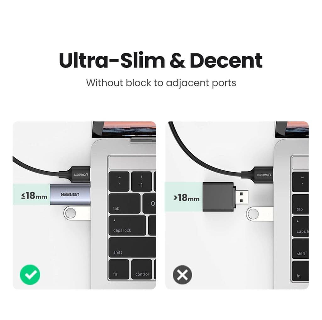 Ugreen USB-A till AUX minijack 3,5 mm ljudadapter - Grå