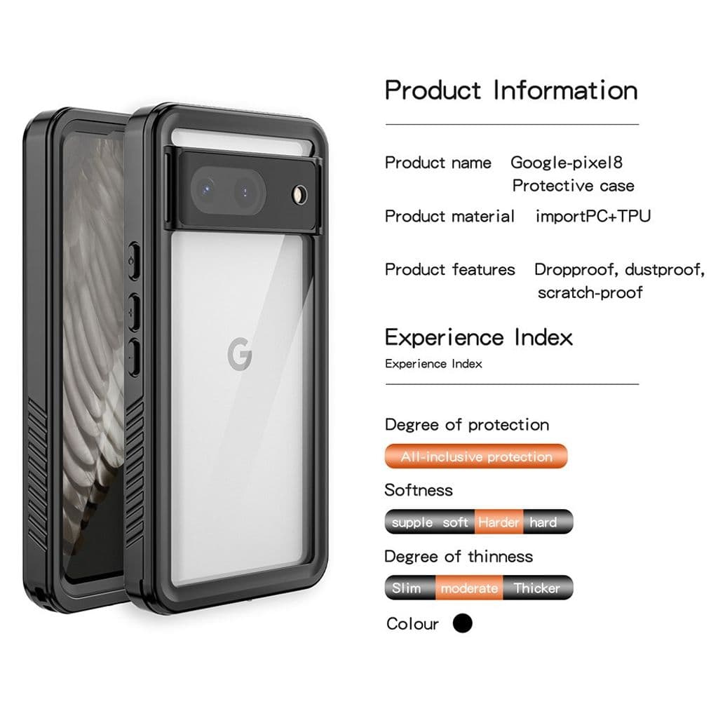 Google Pixel 8 Vattentätt IP68 Skal - Svart