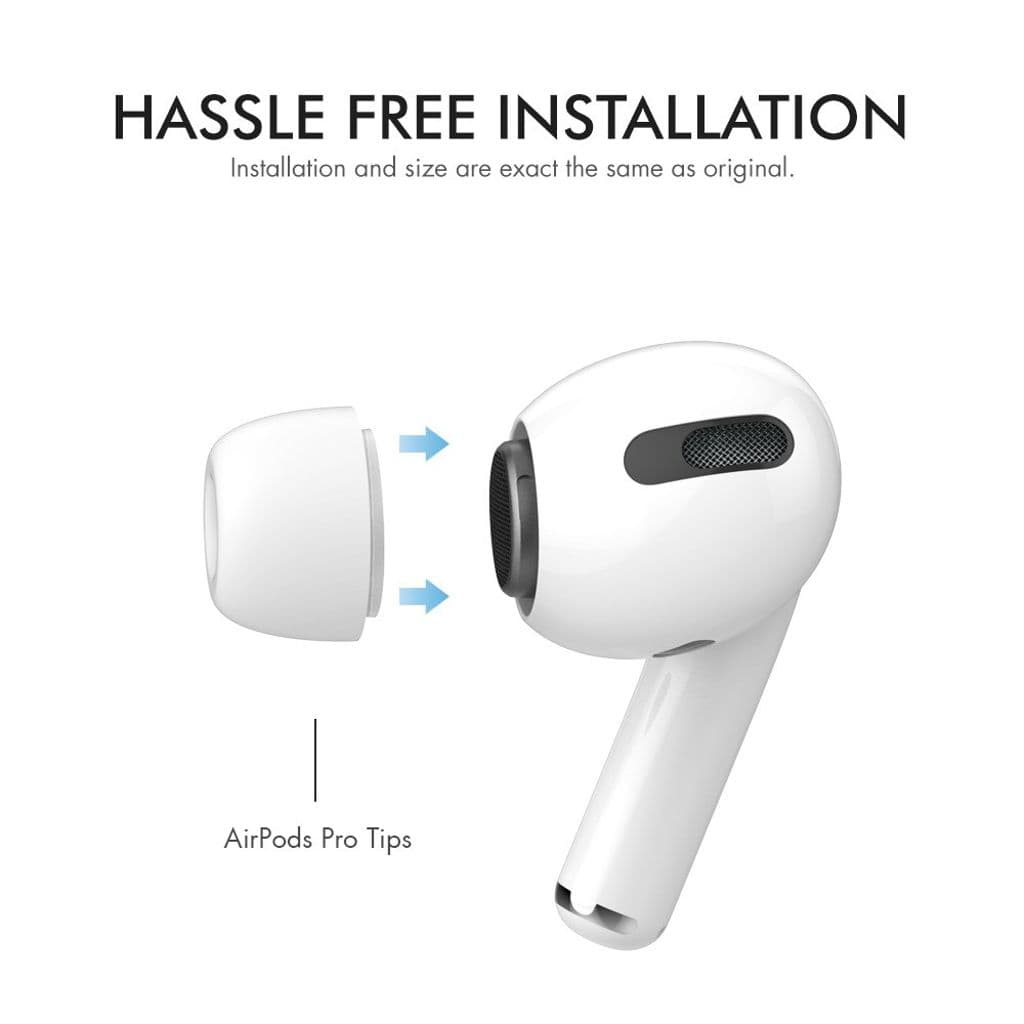 AHASTYLE Öronkuddar till Apple AirPods Pro/Pro 2, 3 par, Storlek S/M/L - Vit