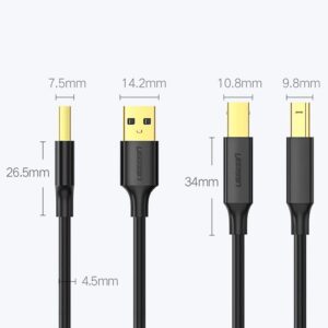 Ugreen USB-A till USB-B Skrivare Kabel 1m - Svart