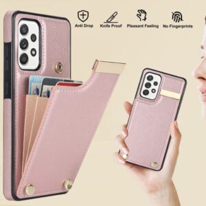Samsung Galaxy A52 4G Skal med korthållare - Roséguld