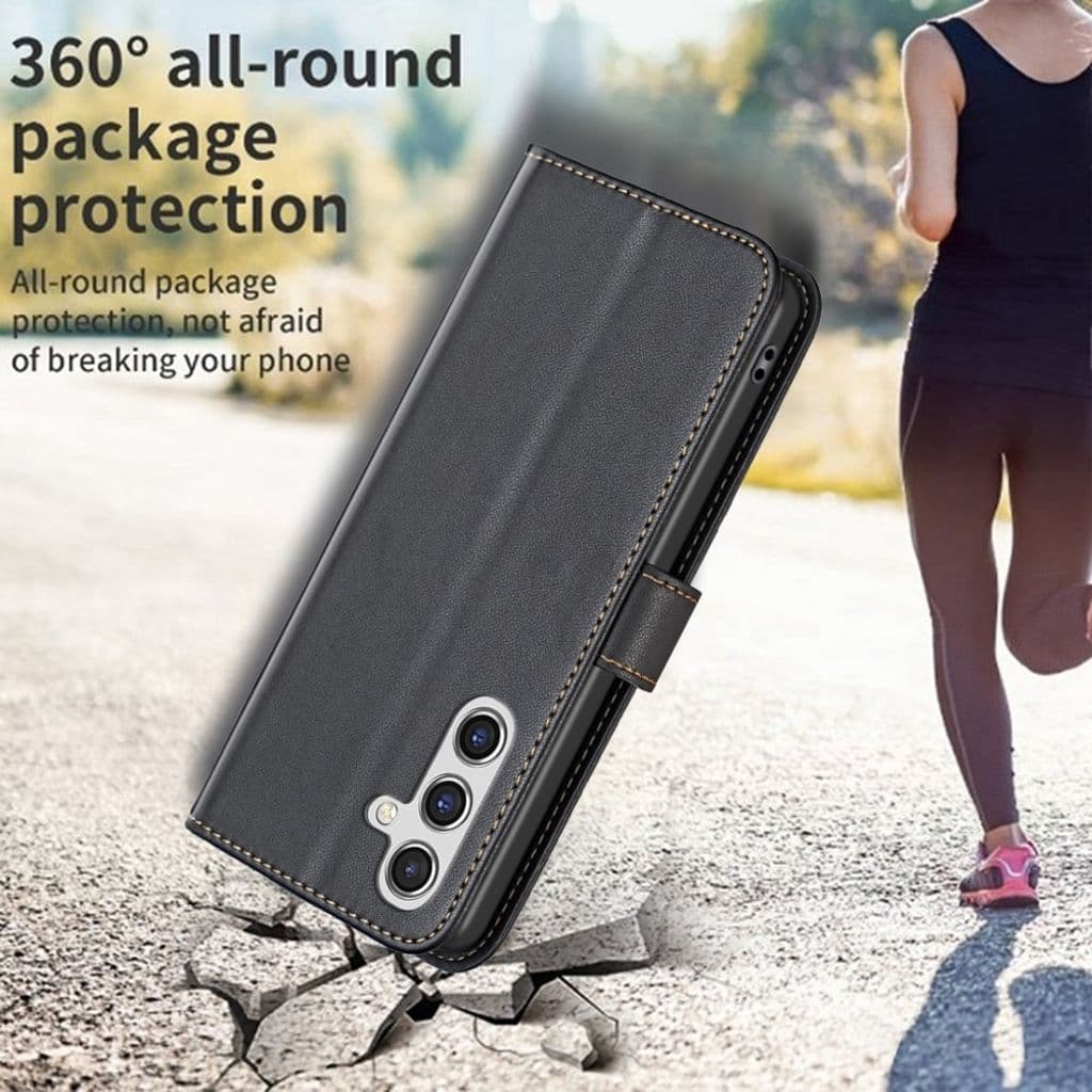 BINFEN COLOR BF17 Samsung Galaxy A55 5G Flip Fodral PU Läder – Svart