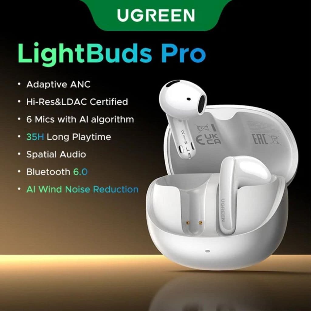 UGREEN LightBuds Pro WS215 – Trådlösa in-ear-hörlurar, Vit - Bild 3