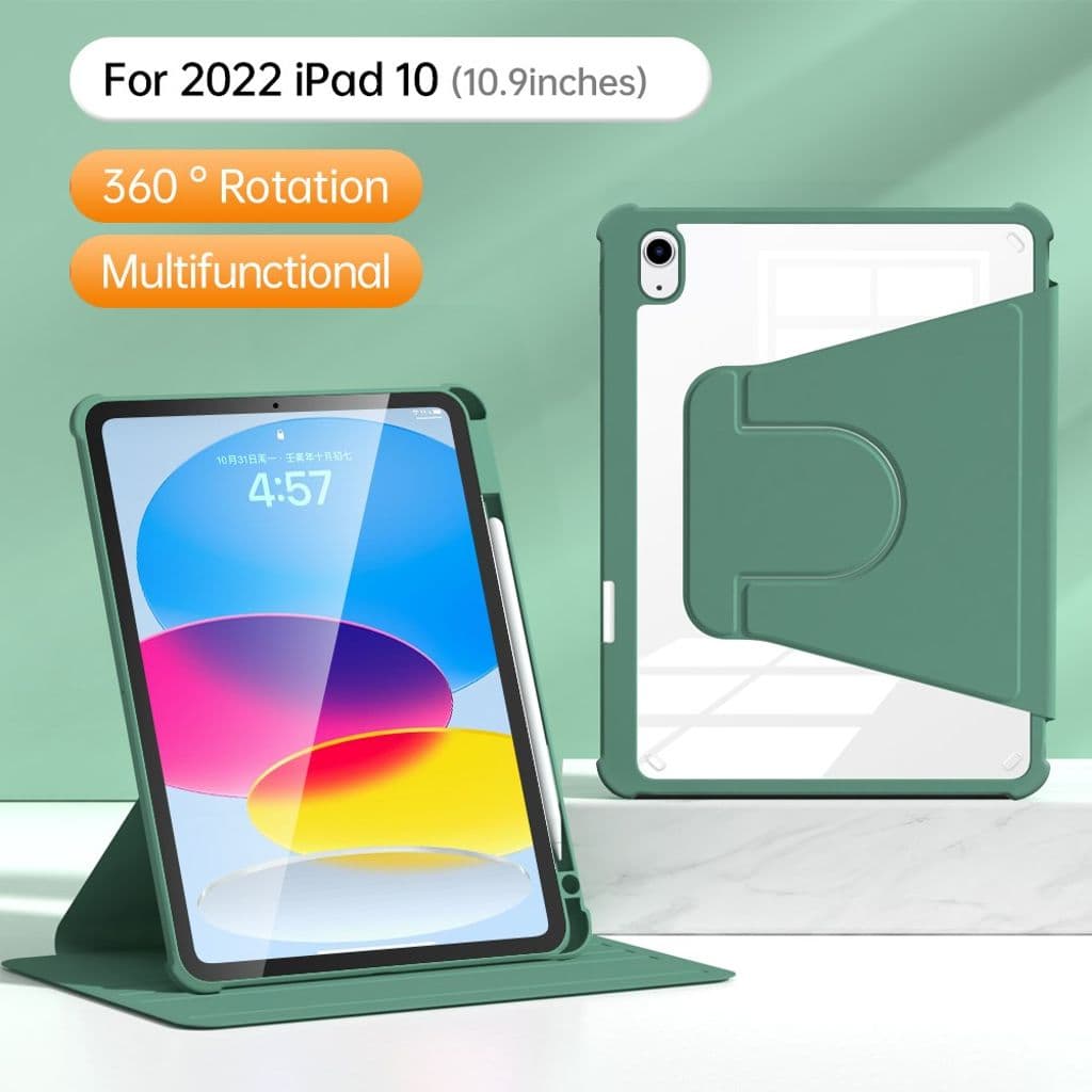 iPad 10.9" 2022 / iPad 11" 2025 Fodral med roterbart stativ - Grön