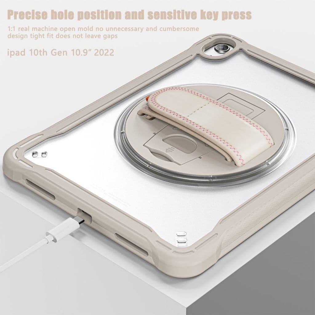 iPad 10.9" 2022 / iPad 11" 2025 skal med stativ och Handgrepp - Beige