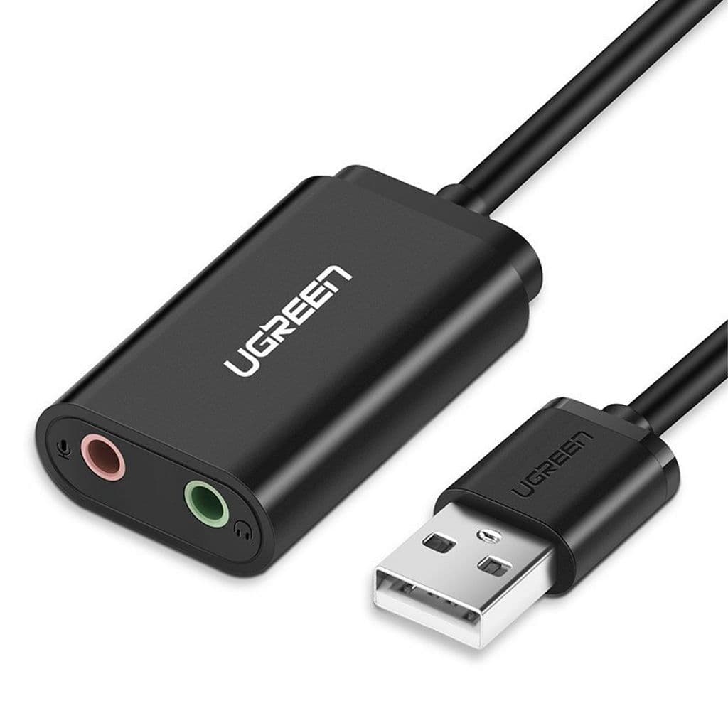 Ugreen Externt Ljudkort Musikadapter, USB-A, 3.5mm Miniuttag, 15cm