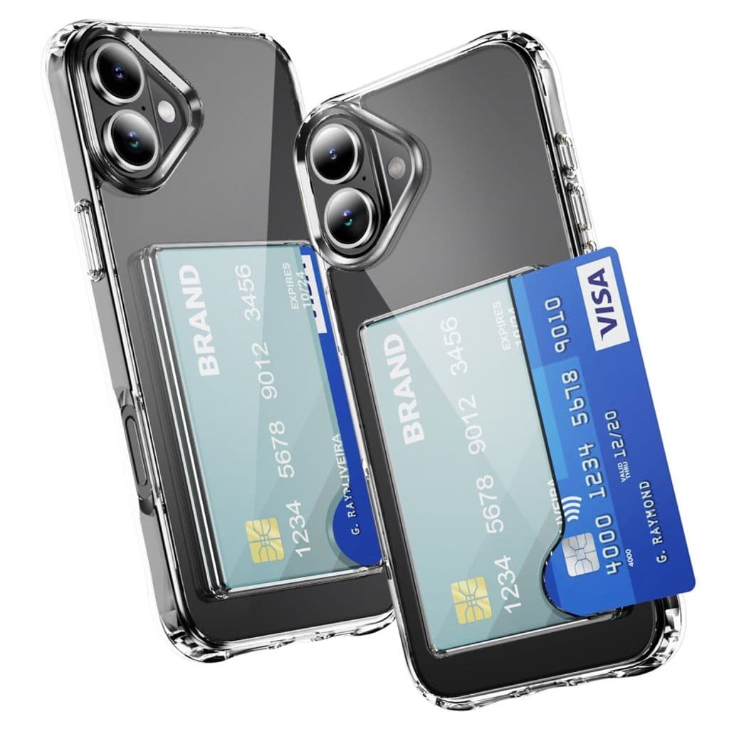 iPhone 16 Skal med Korthållare - Transparent