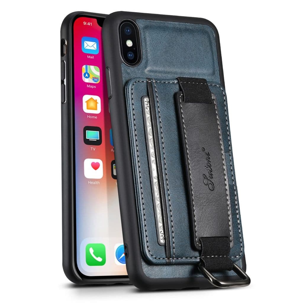 SUTENI iPhone XS Max Plånboksskal Stativ Korthållare – Blå