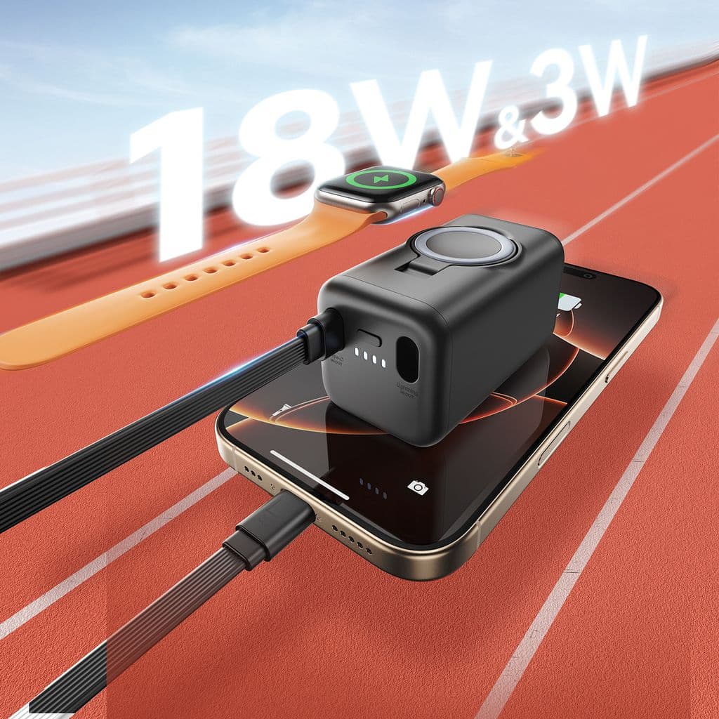 Joyroom USB-C / Apple Watch Magnetisk Trådlös laddare Powerbank 5000mAh - Svart - Bild 2