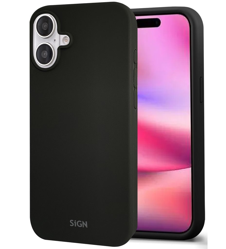 SiGN Liquid Silicone skal till iPhone 16 - Svart