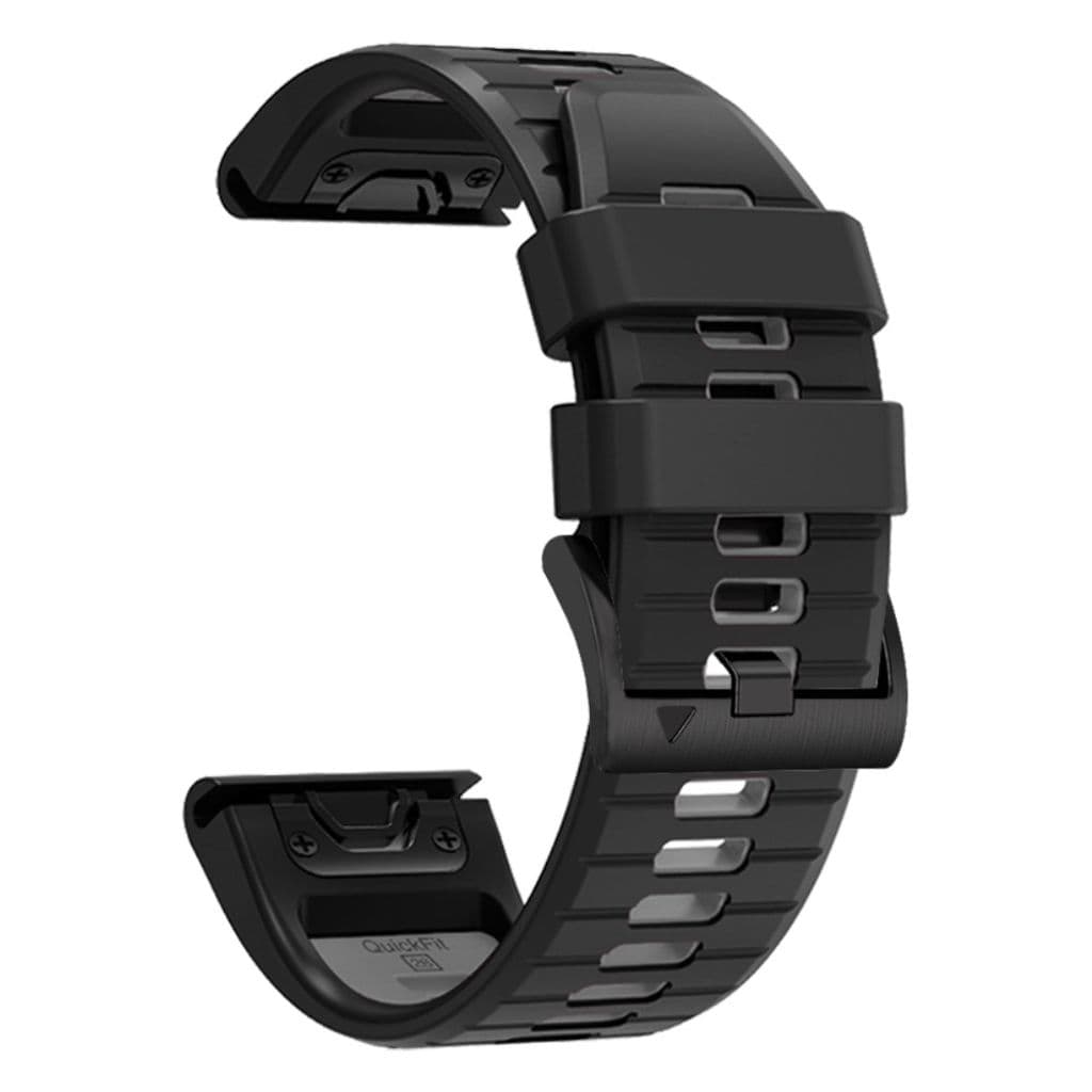 Garmin Fenix 7X/6X/6X Pro etc. Tvåfärgat klockarmband i silikon - Svart/Grå