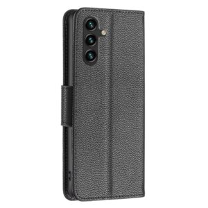 Samsung Galaxy A35 5G Fodral Litchi Texture Stand Plånbok Telefonskal - Svart